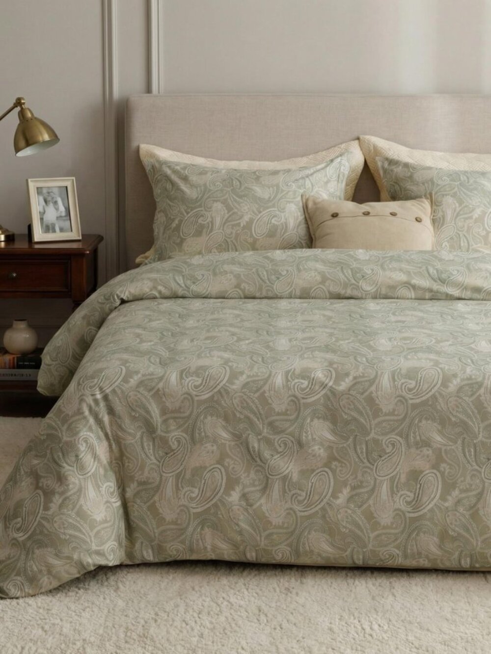 Egyptian Cotton Duvet Cover Queen Size Sateen Weave, Silky Soft Boho Duvet Cover